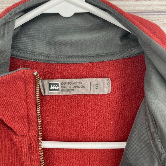 REI 1/4 Zip Elbow Reinforced Fleece Pullover Men's Size Small Red/Maroon - Picture 4 of 10